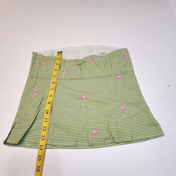 J Crew size 4 bandeau top green gingham pink flamingo embroidery - Picture 10 of 12